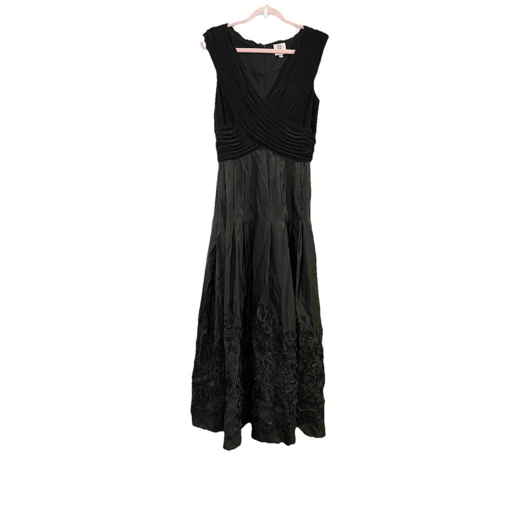 Patra Formal Black Tie Maxi Black Dress Jersey Knit Top Fancy Taffeta Skirt Glam